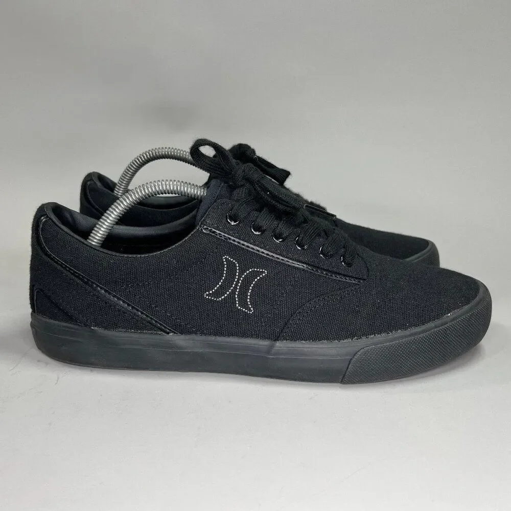 Hurley Arlo Shoes Men's Size 9.5 Black Canvas Low Lace Up Skateboarding Sneakers